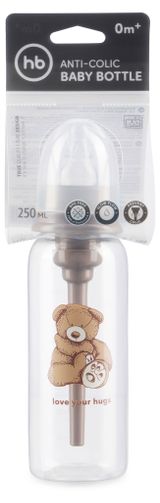 Изображение товара Бутылочка Happy Baby антиколиковая с силиконовой соской узкое горло с рождения, 250 мл