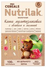 Изображение товара Каша молочная Nutrilak Мультизлаковая с яблоком и малиной PROCEREALS цельнозерновая с 6 мес БЗМЖ, 200 г