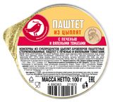 Изображение товара Паштет АШАН Красная птица с печенью цыпленка и вялеными томатами, 100 г