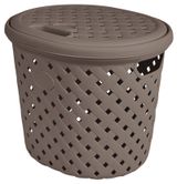 Изображение товара Корзина для белья Plast Team Rattan шоколадный мокко, 325х280х280 мм, 14 л