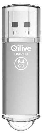 Изображение товара Флешка Qilive USB 3.2 gen 1, с колпачком алюминий серебро, 64GB