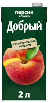 Изображение товара Нектар «Добрый» персик яблоко с мякотью, 2 л