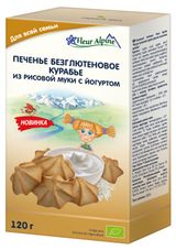 Изображение товара Печенье Fleur Alpine Курабье безглютеновое из рисовой муки с йогуртом с 3 лет, 120 г