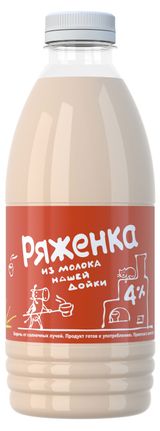 Изображение товара Напиток кисломолочный Ряженка «Из молока Нашей дойки» 4%, 0,9 кг