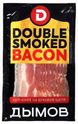 Изображение товара Бекон сырокопченый «ДЫМОВ» Double Smoke Гриль на буковой щепе нарезка, 200 г