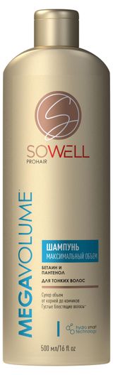 Изображение товара Шампунь для тонких нормальных волос SoWell Объемообразующий Mega Volume особый уход, 500 мл