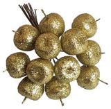 Изображение товара Набор-букет «Азалия Декор» Яблоки с блестками на вставках из 12 шт золотой для цветов и подарков D2,2xL10,5см, 1 шт