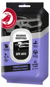 Изображение товара Влажные полотенца для авто АШАН Красная птица Универсальные ХL, 60 шт