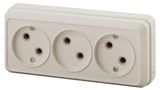 Изображение товара Розетка Intro Quadro 2-205-01 без заземления трехместная белая