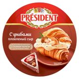 Изображение товара Сыр плавленый President с грибами 45% треугольники 8 долек БЗМЖ, 140 г