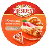Изображение товара Сыр плавленый President с ветчиной 45% треугольники 8 долек БЗМЖ, 140 г
