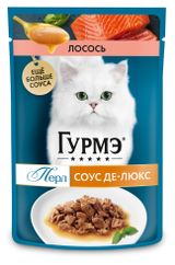 Изображение товара Корм влажный для кошек «Гурмэ» Перл Соус Де-люкс с лососем, 75 г