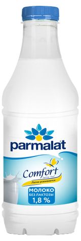 Изображение товара Молоко пастеризованное безлактозное питьевое Parmalat Comfort нормализованное 1,8% БЗМЖ, 900 мл