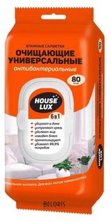 Изображение товара Салфетки влажные House Lux Антибактериальные универсальные 6 в 1, 80 шт