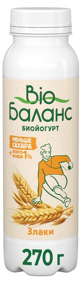 Изображение товара Биойогурт питьевой «Bio-Баланс» злаки 1% БЗМЖ, 270г