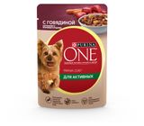 Изображение товара Корм влажный для собак Purina ONE с говядиной картофелем и морковью в подливе, 85 г