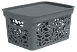 Изображение товара Корзина 4 Family Leaves с крышкой серая, 18 л, 405х275х207 мм