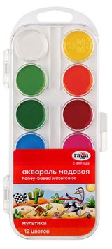 Изображение товара Акварель «Гамма» Мультики медовая, 12 цветов