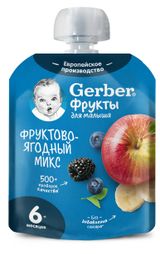 Изображение товара Пюре Gerber Фруктово-ягодный микс с 6 мес., 90 г