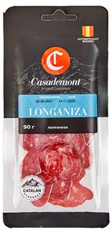 Изображение товара Колбаса сыровяленая Casademont Longaniza Лонганиза с белой плесенью нарезка, 90 г