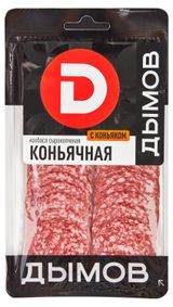 Изображение товара Колбаса сырокопченая «ДЫМОВ» Коньячная нарезка, 90 г