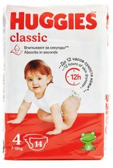 Изображение товара Подгузники Huggies Classic 4 размер 7-18 кг, 14 шт