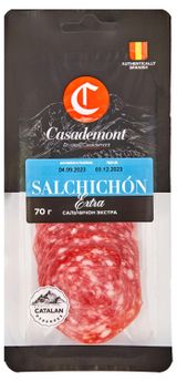 Изображение товара Колбаса сыровяленая Casademont Сальчичон Экстра полусухая нарезка, 70 г