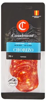 Изображение товара Колбаса сыровяленая Casademont Чоризо полусухая нарезка, 70 г