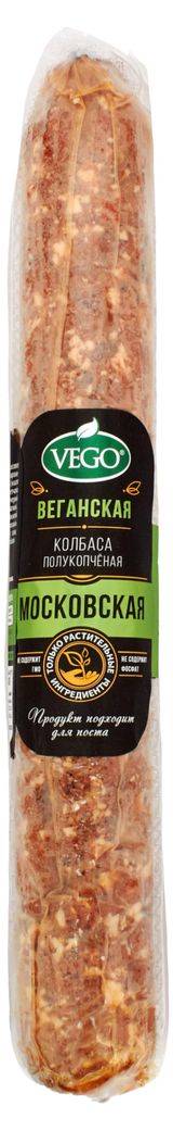 Изображение товара Колбаса полукопченая веганская «Vego» Vegan Московская постная, 400 г