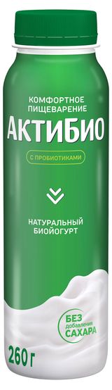 Изображение товара Йогурт питьевой «АктиБио» натуральный 1,8% БЗМЖ 260 г