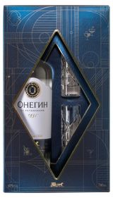 Изображение товара Водка «Онегин» с двумя рюмками в подарочной упаковке Россия, 0,7 л