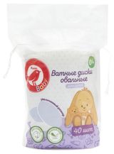 Изображение товара Ватные диски АШАН Красная птица овальные детские, 40 шт