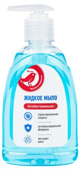 Изображение товара Жидкое мыло для рук АШАН Красная птица Антибактериальное Алоэ Вера, 300 мл