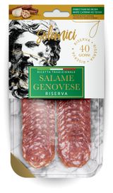 Изображение товара Колбаса сыровяленая Solemici Salame Genovese Riserva Салями Дженовезе из Генуи полусухая без глютена нарезка, 70 г