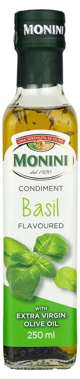 Изображение товара Масло оливковое Monini Extra Virgin нерафинированное с базиликом Италия, 250 мл