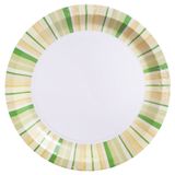 Изображение товара Тарелка одноразовая бумажная 23см зеленые полоски, 6 шт