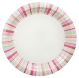 Изображение товара Тарелка одноразовая бумажная 23см розовые полоски, 6 шт