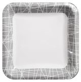 Изображение товара Тарелка одноразовая бумажная Квадрат 20х20 см серая сетка, 6 шт