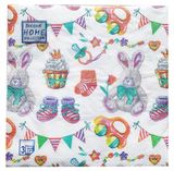 Изображение товара Салфетки одноразовые бумажные трехслойные 33х33 см зайка, 20 шт