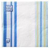 Изображение товара Салфетки одноразовые бумажные трехслойные 33х33 см голубые полоски, 20 шт