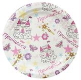 Изображение товара Тарелка одноразовая бумажная 18 см замок, 6 шт