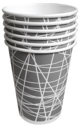 Изображение товара Стакан одноразовый бумажный 200 мл серая сетка, 6 шт
