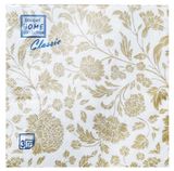 Изображение товара Салфетки одноразовые бумажные трехслойные 33х33 см анжелика золото, 20 шт