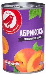 Изображение товара Абрикосы консервированные АШАН Красная птица половинки в сиропе Китай, 425 г