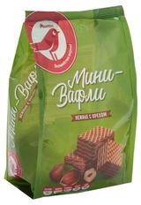 Изображение товара Мини-вафли АШАН Красная птица Нежные с орехом, 125 г