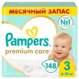 Изображение товара Подгузники Pampers Premium Care 3 6-10 кг, 148 штук