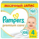 Изображение товара Подгузники Pampers Premium Care 4 9-14 кг, 108 штук