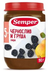 Изображение товара Пюре фруктовое Semper чернослив и груша с 5 мес., 190 г