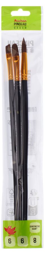 Изображение товара Набор кистей АШАН Красная птица синтетические, 3 шт