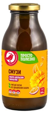 Изображение товара Смузи АШАН Красная птица Манго-Апельсин-Маракуйя, 300 мл
